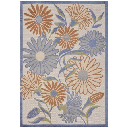 Homeroots 6' X 9' Beige Floral Indoor Outdoor Area Rug 572996