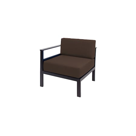 Bfm Seating Belmar Right Arm Sofa Section with Sunbrella cushions, Sand Black Frame PH6101BL-R-57014