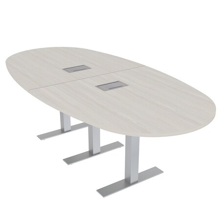 Skutchi Designs 8ft Boval Conference Table With Power | Harmony Series | 8 Person Meeting Room Table HAR-BOVL-48X96-T-K458-ESIL