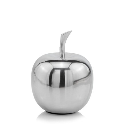Homeroots 6" Silver Buffed Aluminum Decorative Apple Tabletop Sculpture 383763