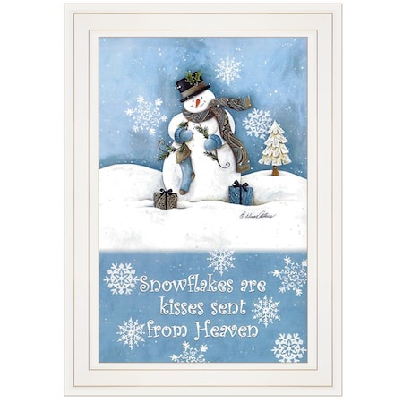 Homeroots Trendy Snowman 1 White Framed Print Wall Art 406283