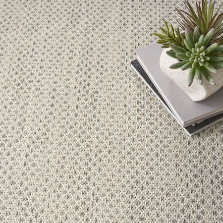 Homeroots 6' Ivory And Silver Square Geometric Indoor Outdoor Area Rug 552351