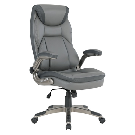 Office Star Products Exec Bonded Lthr Seating Office Chair, Charcoal / Titanium ECH17057-EC42