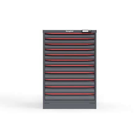 Strong Hold 11 drawer cabinet - (6x 2ft, 5x 3ft) - Red accents - E-Lock w/ Tracking S3044-PPTAS-1101DS