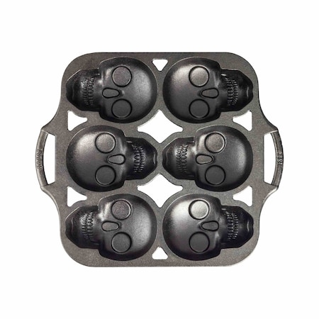 Lodge Seasoned Cast Iron Skull Mini Cake Pan, 3PK BWSKULL