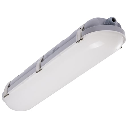 Nuvo 20W LED 2 Foot Linear Vapor Proof Fixture, Emergency Battery, Integrated Microwave Sensor, 120-347V 65/838
