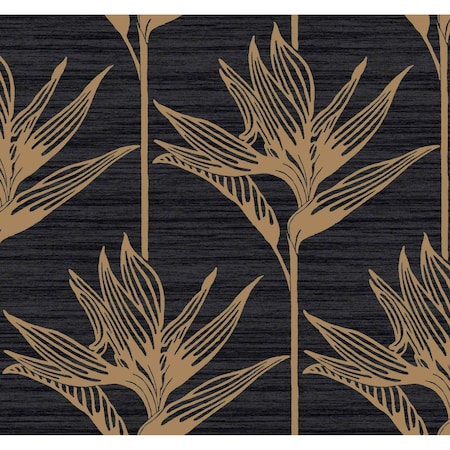 York Wallcoverings Bird of Paradise Black and Gold Wallpaper TC2674