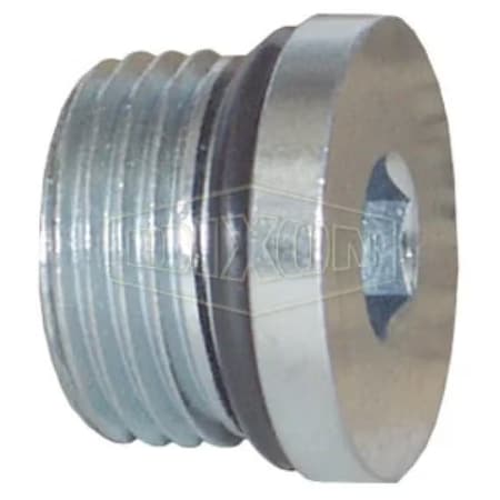 Dixon Hex Head Hollow Pipe Plug, 1-7/8-12 Nominal, Male SAE O-Ring Boss, Steel, Domestic 6408HHP-24
