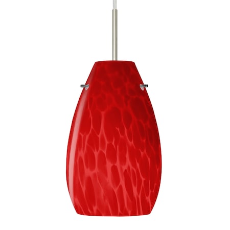 Besa Lighting Besa Pera 9 Pendant, Red Cloud, Satin Nickel Finish, 1x 9W LED 1JT-4126RC-LED-SN