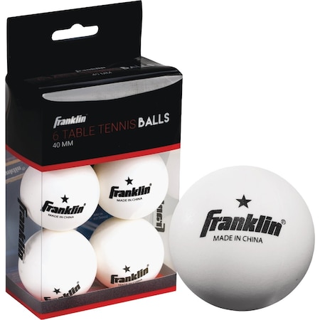 Franklin Wht Table Tennis Ball, 6PK 57113