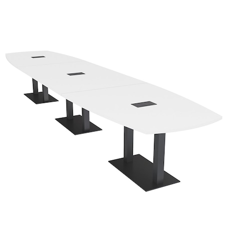 Skutchi Designs Arc Rectangle Meeting Room Table, 45 in W, 216 in L, White HAR-AREC-48X216-DOU.BK-W960-EBLK