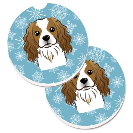 Carolines Treasures Snowflake Cavalier Spaniel Set of 2 Cup Holder Car Coaster BB1658CARC