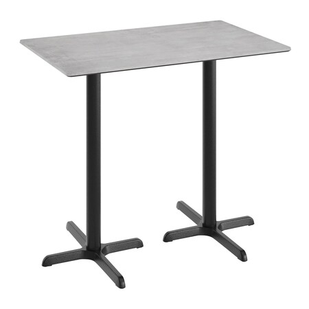 Flash Furniture 48" x 30" Tabletop, Gray Faux Concrete, Seamless Surface Technology, 22x30 Black Bar Height X-Bases ST-REC3048-CMGY-T2230B-GG