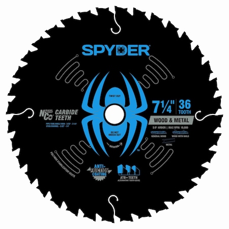 Spyder 7-1/4-Inch 36-Tooth Saw Blade for Wood and Metal 13100