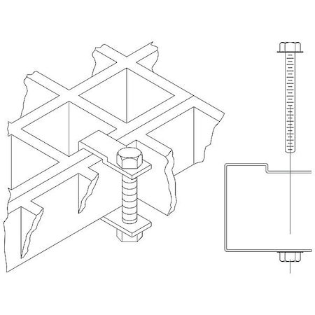 Fibergrate Fiberglass Grating Clip, Clip Assembly, 316 Stainless Steel, Clip Assembly, 25PK 710190/25