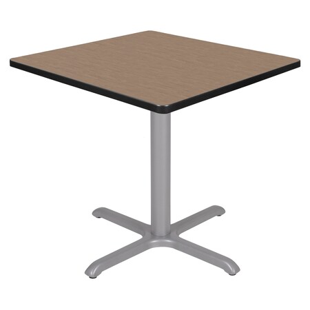 Regency Square Cain Small X-Base Breakroom Table, 30 in W, 30 in L, Noble Oak TB3030NOGY