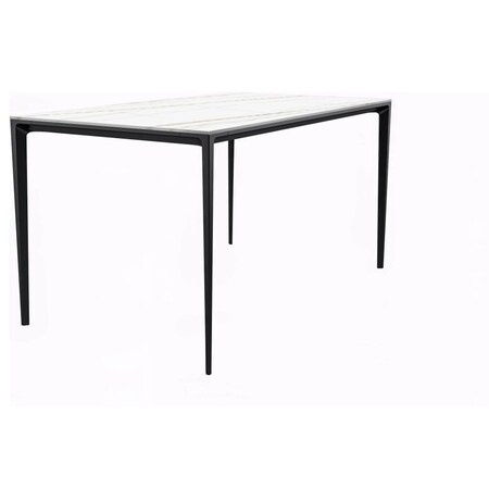 Leisuremod Rectangular 70.87 in W, 28.7 in L, Stone/Aluminum, White/Gold ATBL-71WG-S