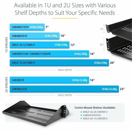 Startech.Com 1U VENTED SERVER RACK CABINET SHELF 12IN SHELF-1U-12-FIXED-V