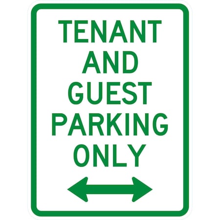 Lyle Tenant and Guest Parking Only with bidirectional arrow, 18x24, Non-Reflective, White G-10955-NA_18x24