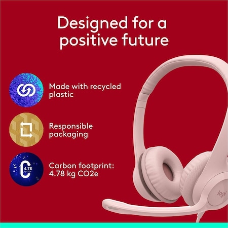 Logitech H390 USB COMPUTER HEADSET - ROSE 981-001280