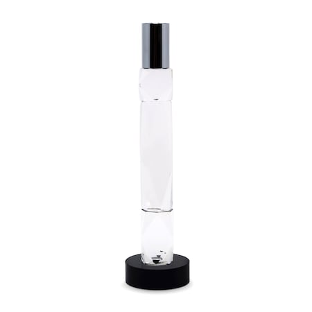 Homeroots 10" Silver Clear And Black Faceted Crystal Tabletop Taper Candlestick 590245