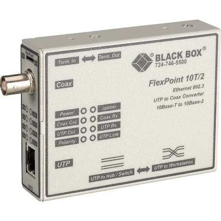 Black Box Black Box Media Converter, Ethernet to BNC, 10 Mbps LMC210A