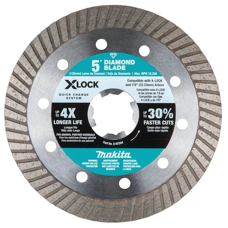 Makita X-LOCK 5'' Turbo Rim Dry/Wet Cut Diamond Blade E-07244