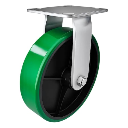 Hyw Products Heavy Duty Caster 8in Green Polyurethane on Cast Iron Wheel, Rigid 40-80R-A1-PC(G)