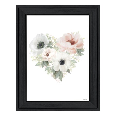 Homeroots Floral Heart Black Framed Print Wall Art 529823