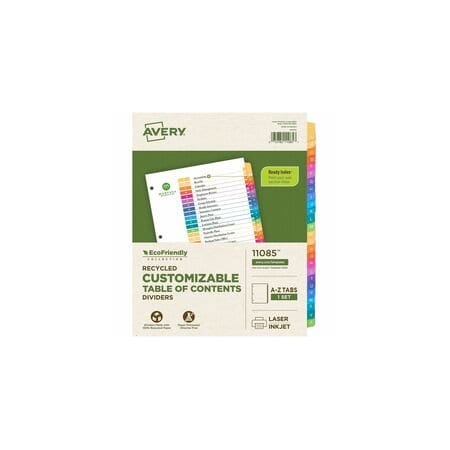 Avery Dennison EcoFriendly Index Tab A-Z, Assorted Colors 11085