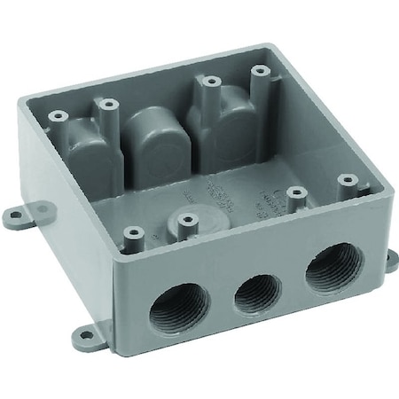 Carlon Switch Box, 2 -Gang, 7 -Outlet, PVC, Gray E382DE