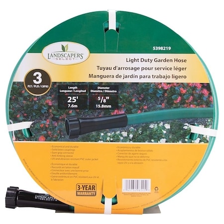 Landscapers Select 25 ft L Garden Hose, PVC Tube, Green GH-585013L