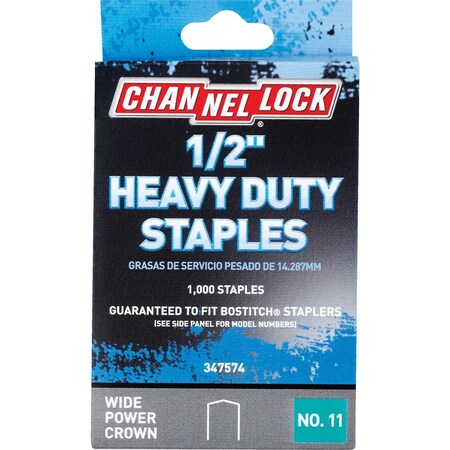 Channellock No. 11 Heavy-Duty Wide Power Crown Staple 1/2'', 1000PK 347574