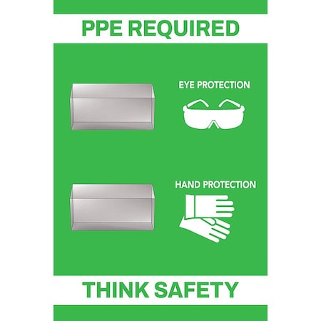Visual Workplace PPE Shadow Board, Green, 24 in H 30-1910-3624-P51401