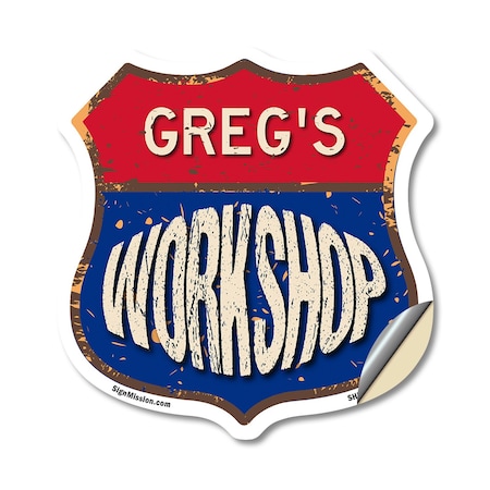 Signmission Greg's Workshop, 18 Inch X 18 Inch, Vinyl Decal SHI-D-18-489-GREG