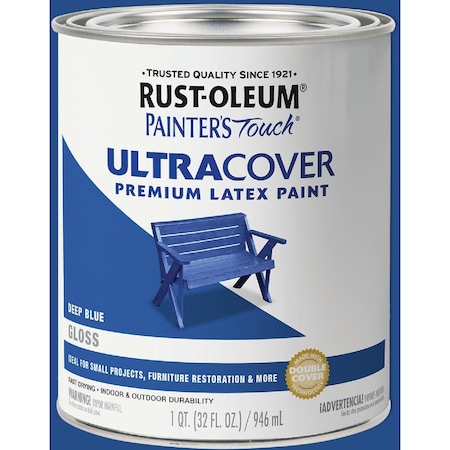 Rust-Oleum Painters Touch 2X Ultra Cover Premium Latex Paint Gloss Deep Blue 1 Qt. 224428T