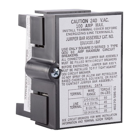 Square D Jumper Bar Assy 4Pole 100A W/Frnt Wiring QOU14100JBAF