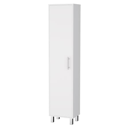 Homeroots 16" Silver And White Accent Cabinet With Five Shelves 518206