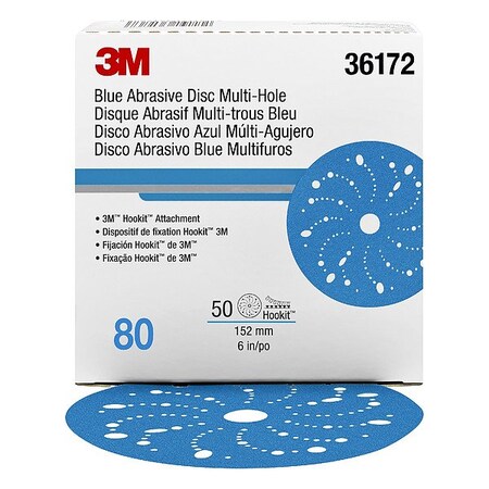 3M Hook-and-Loop Sanding Disc, Ceramic, 80 Grit, Coated Type, 321U 36172