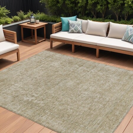 Homeroots 8' X 10' Tan And Beige Abstract Washable Indoor Outdoor Area Rug 616037