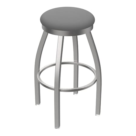 Holland Bar Stool Co 802 Misha Stainless Steel 36in Swivel Bar Stool with Canter Folkstone Grey Seat 80236SS007