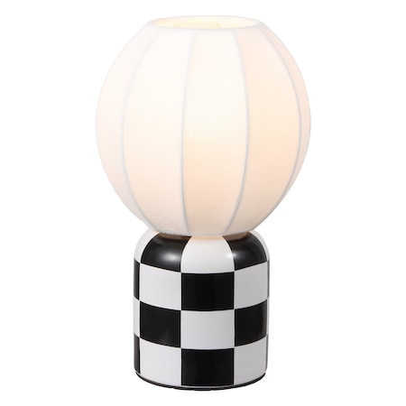 Jonathan Y Valarie 10.25" Contemporary Modern Checkerboard Ceramic w/Ribbed Cocoon Globe Shade LED Mini Table L JYL4203C
