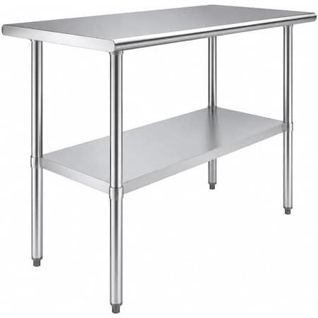 Amgood 24 in. x 48 in. All Stainless Steel Work Table, 35in. Height Commercial Prep Table with AMG WTSS-2448-Z