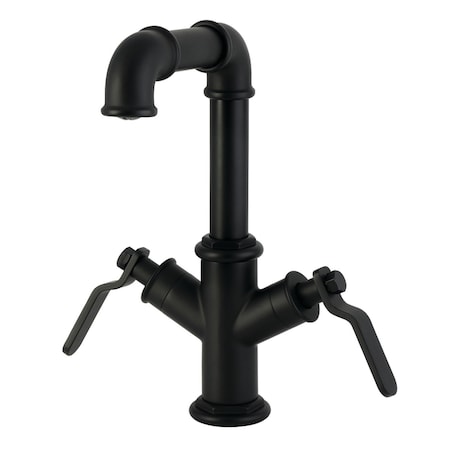 Kingston Brass Two-Handle Single-Hole Bathroom Faucet with Push Pop-Up Drain, Matte Black LS6300KL