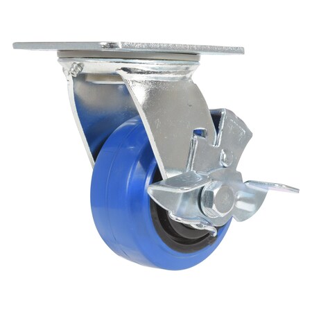 Vestil Elastic Rubber Swivel With Brake Caster 4 In. Diameter x 2 In. Width 550 lb Blue/Black CST-BB-4X2ER-SWB