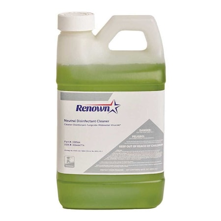 Renown Neutral Disinfectant Cleaner, Fragrance Free, 64 Oz, 4PK REN011