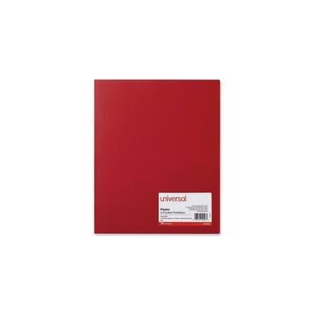 Universal Two-Pocket Plastic Folders, 11 x 8 1/2, Red, 10PK UNV20543