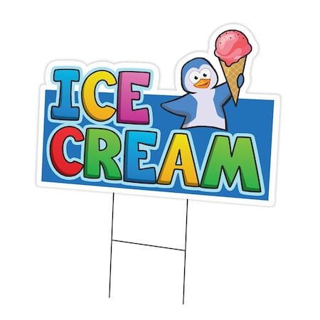 Signmission Ice Cream 1 Yard Sign & Stake outdoor plastic coroplast window, C-DC-1216-DS-Ice Cream 1 C-DC-1216-DS-Ice Cream 1