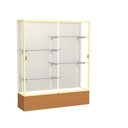 Ghent Floor Display Case 60x72x16, Plaque, Champange 2075PB-GD-MK