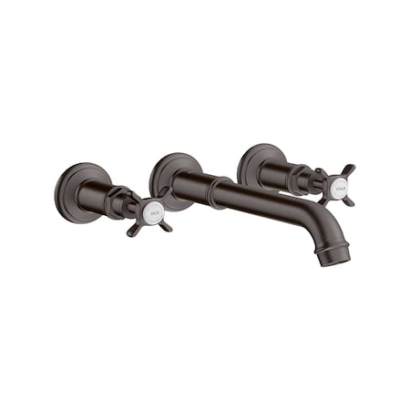 Axor Montreux Wall-Mounted Widespread Faucet Trim with Cross Handles, 1.2 GPM in Brushed Black Chrome 16532341